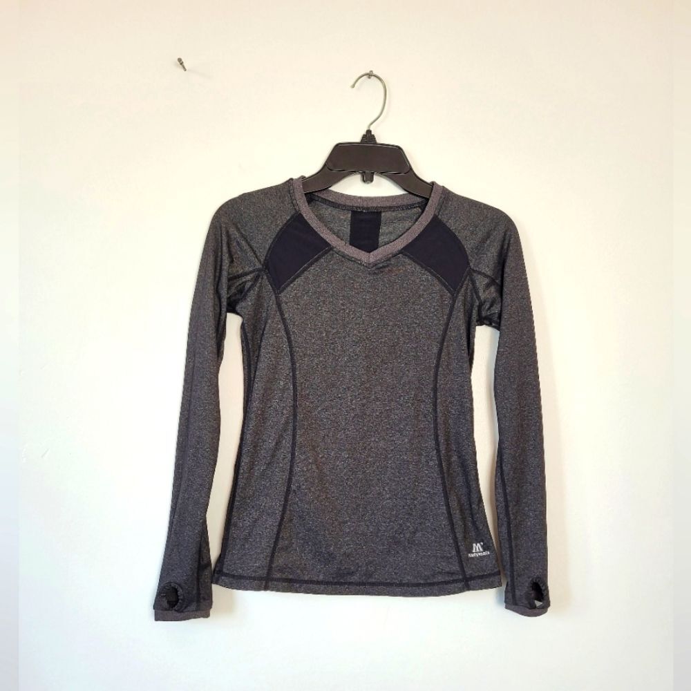 Matymats Long Sleeve Workout Top Gym Compression Running Reflective Gray Small
